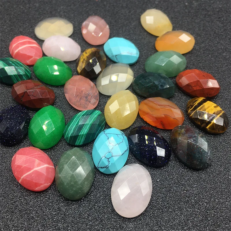 

13x18mm Oval No Hole Beads Real Agates Quartz Malachite Natural Carnelian Cabochon Jewelry Accessories Cabochon DIY Finding Bead