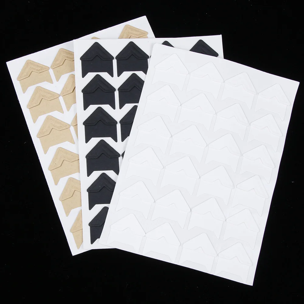 

Free shipping 1 Sheet/24 pcs DIY Vintage Corner kraft Paper Stickers for Photo Albums Frame Decoration Scrapbooking pads
