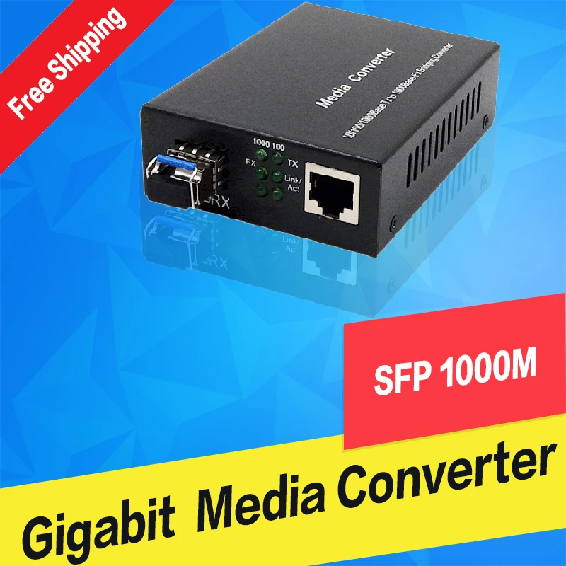 Оптический media converter 1 порт sfp 1 rj45 gigabit Оптическое волокно ethernet для IP-камера