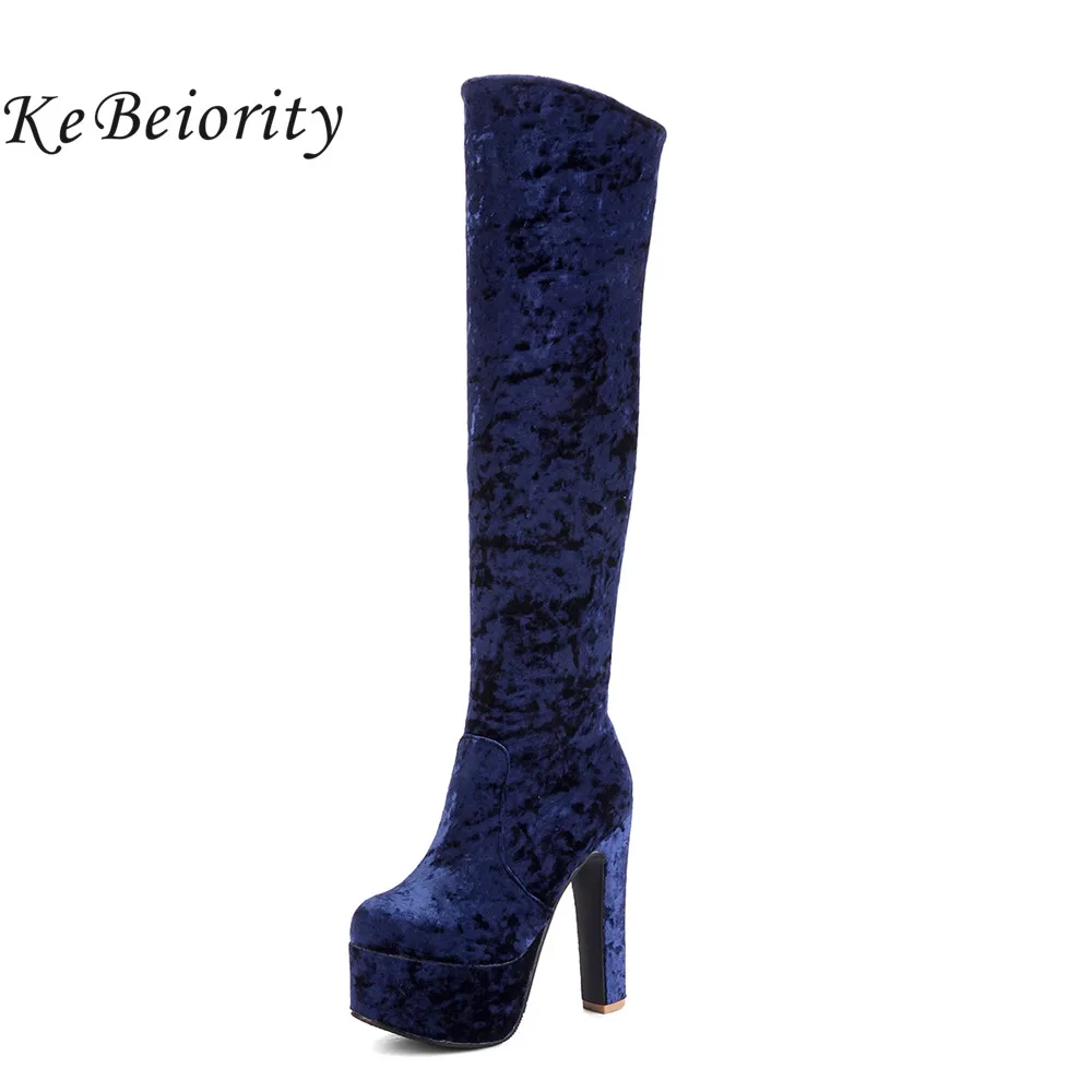 KEBEIORITY Fashion Sexy Knee High Boots for Women Extreme High Heels Platform Boots Autumn Shoes Women Boots Plus Size 33-48