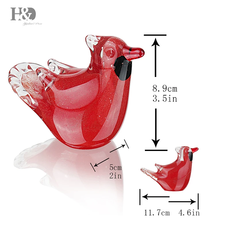 H& D 8 Стильная современная фигурка птицы Уникальный рождественский подарок стеклянный домашний декор Животные Мини статуэтки многоцветные аксессуары для украшения дома
