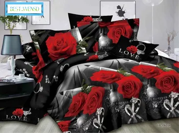 

BEST.WENSD Luxury Home Textile Autumn Dark-color Flower Series 3d Bedding Sets Bed Set Duvet Cover Bed Sheet Double bedclothes