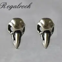 Regalrock готические ювелирные изделия Ворон заявление Воробей Птица Череп серьги-гвоздики