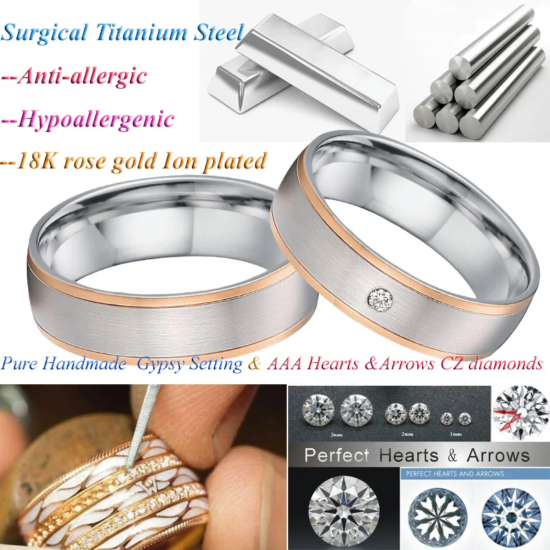 Alliances Wedding Band Couple Rings men Anniversary gift rose gold color promise Engagement Rings For Women (5)