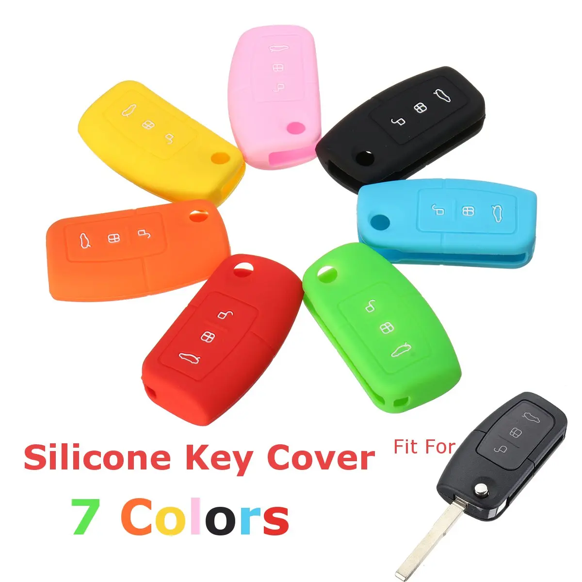 

3 Button Car Silicone Key Fob Case Cover Shell For Ford for Focus for Fiesta for Kuga for Mondeo MK4 2003-2012