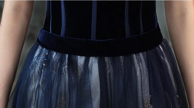 FADISTEE Новое поступление вечернее платье Vestido de Festa сексуальное кружевное велюровое платье расклешенного силуэта с поясом платье для выпускного вечера темно-синего цвета стиль