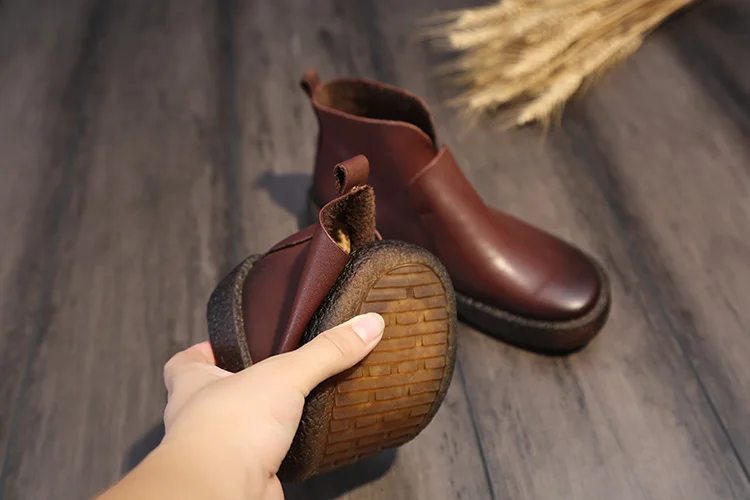 GKTINOO/ г., модные женские ботинки ручной работы, ботильоны из натуральной кожи женская обувь в винтажном стиле ботинки с круглым носком