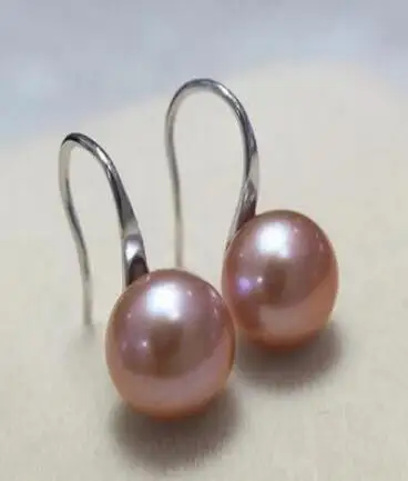 

FREE shipping luxury charming new Jewelry genuine Fashion Natural 8-9mm Pink Fresh water Pearl Sterling Silver Earrings