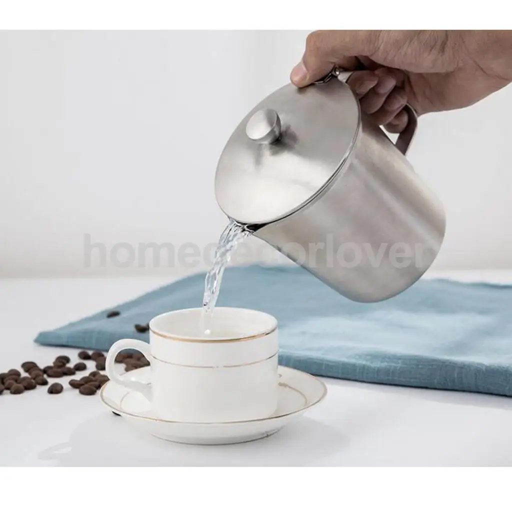 Stainless Steel Coffee Tea Mug Cup with Lid and Graduation with Handle Hot Tea Milk Vacuum Cup 500ml - 2000ml