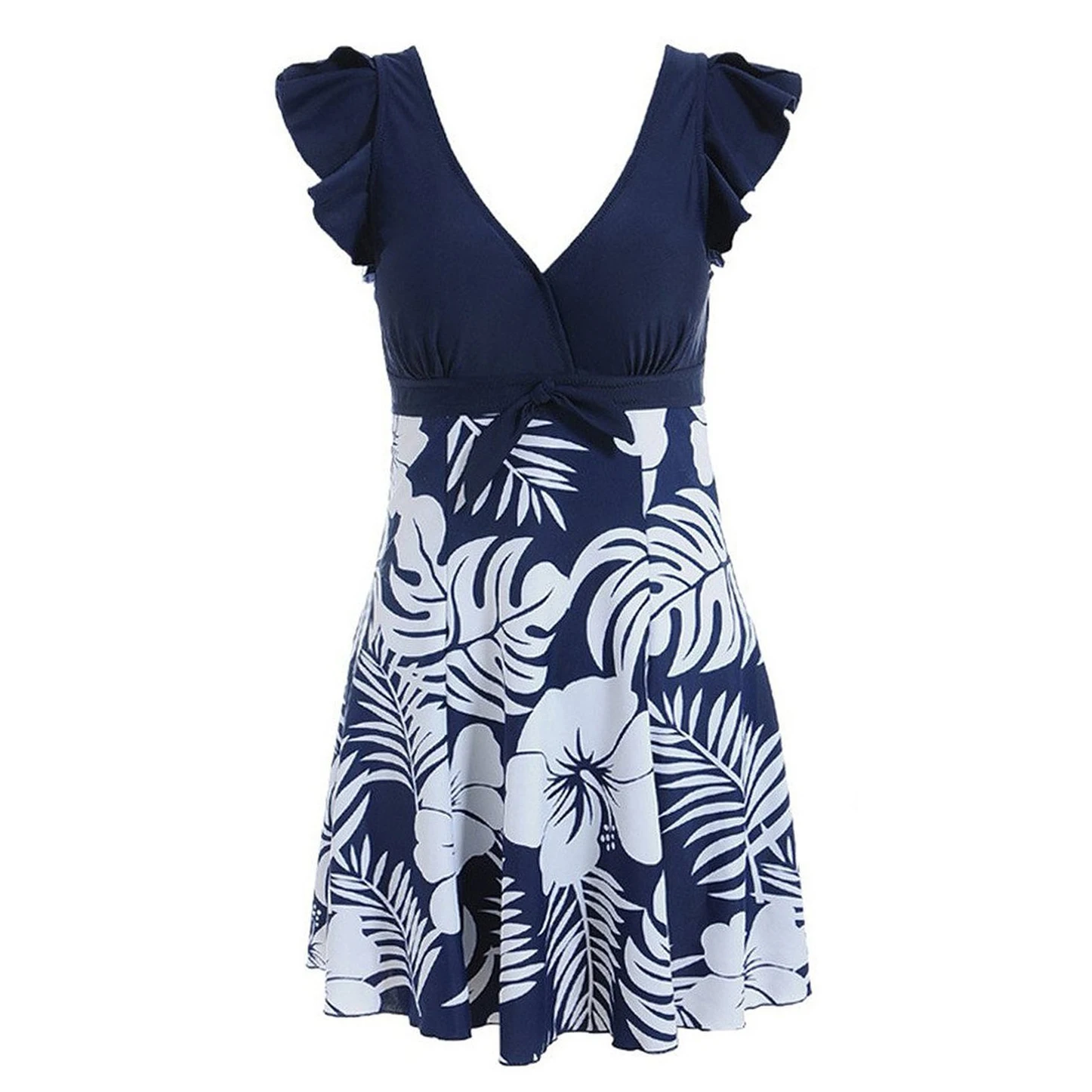 Women's Halter Shaping Body One Piece Swimsuit Plus Size Swimwear Navy