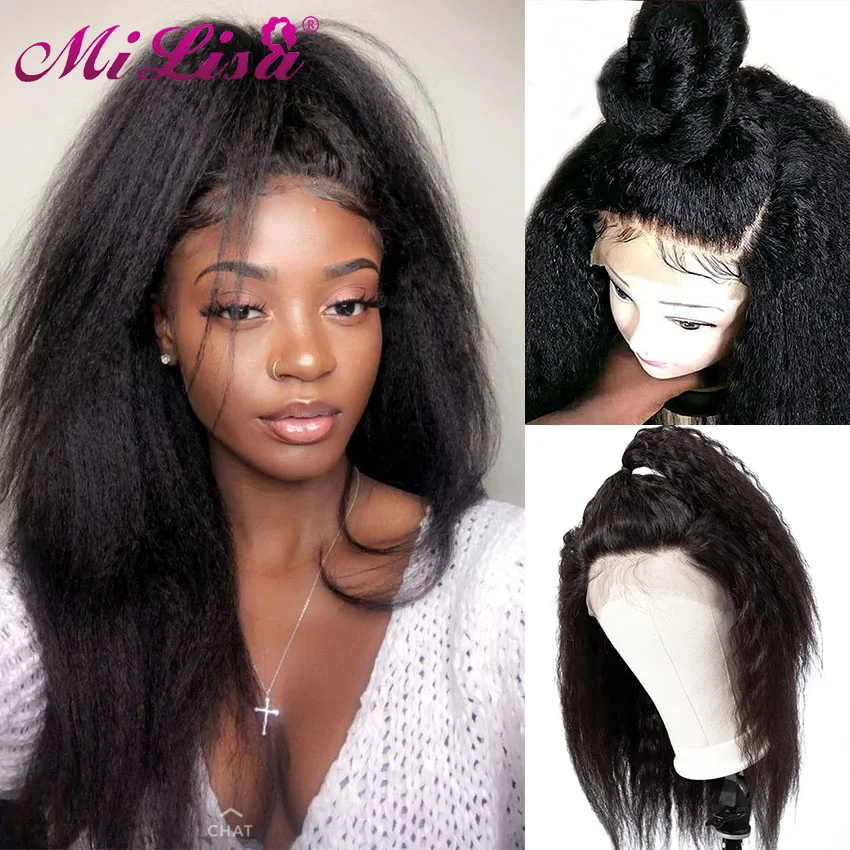 Buy Malaysian Kinky Straight Wig Glueless Lace Front