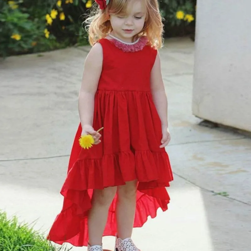 

2019 Girls Dresses New Bohemia Girls Ruffle Dress Vestidos Sleeveless Asymmetrical Long Maxi Beach Dress Baby Clothes D1247