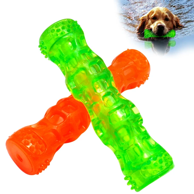 Interactive Rubber Dog Toys Pet Dog Chew Toy Bone Waterproof Squeak