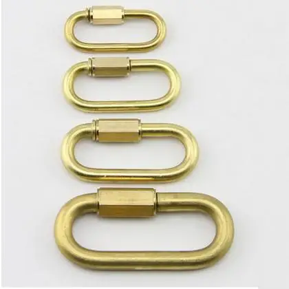 2pieces/lot 4.0mm brass copper Portable Camping Hiking O Shaped quick release Quick link Buckles Hasps Clip Hook Key Chain Ring