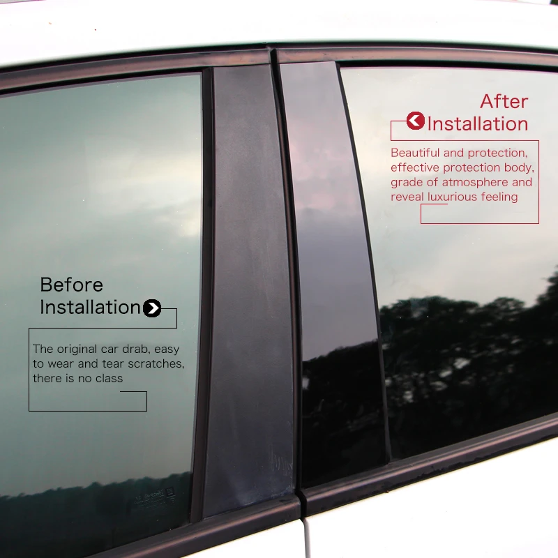 

Glossy black car BC window pillar anti scratch mirror surface sticker PC post cover fit for Honda civic CRV XRV door side bezel