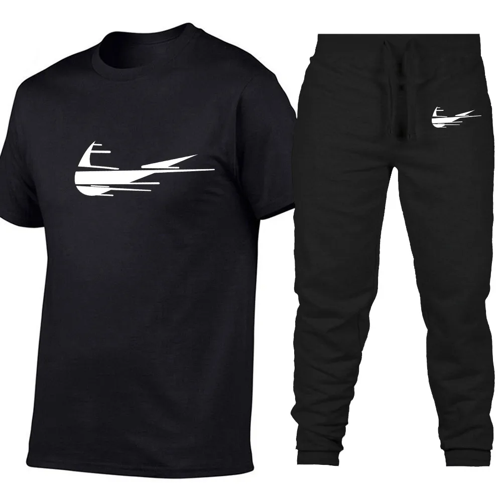 

2019 Summer Men Sportswear Gym Clothing Sport Suit Basketball T-Shirt Jogging Pants Gym Fitness Running Sets