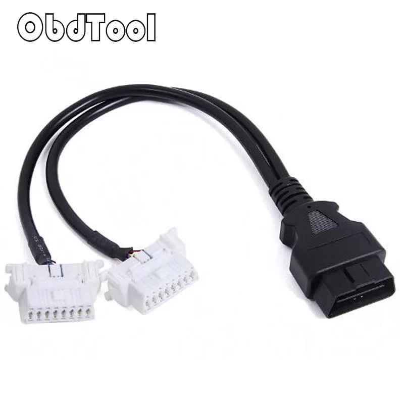 OBDTOOL новые 40 см OBDII OBD2 16Pin Контакт 16 Расширение Мужской Двойной Женский Y соединительный кабель