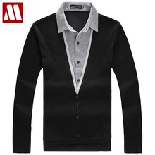 Новая Осенняя Модная брендовая мужская повседневная тонкая рубашка трикотажная приталенная трикотажная рубашка с воротником свитер и пуловер для мужчин плюс размер S-5XL