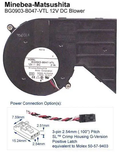 

For chassis fan blower centrifugal turbine fan NMB BG0903-B047-VTL 12V 2.1A+cooling fan