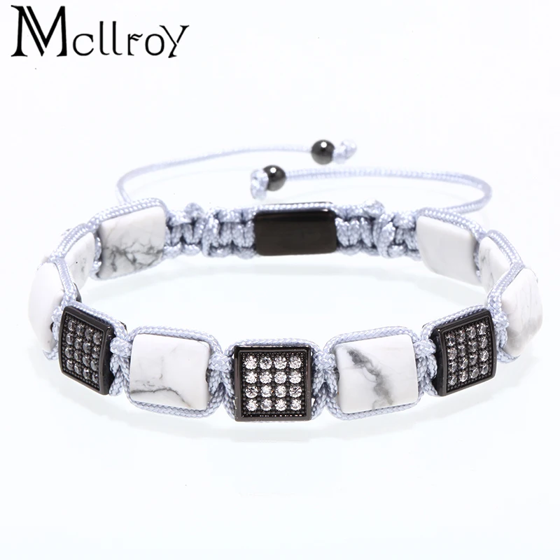 

Mcllroy braided bracelets men natural stone micro paved zircon bracelets & bangles fashion jewelry for women men drop shipping