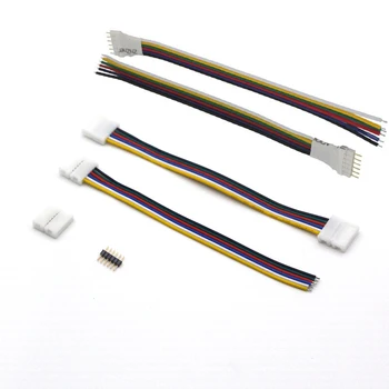

6pin 12mm RGB CCT LED Connectors Clip Accessories Female Male Solderless Wire cable for RGB+CCT 3528 5050 LED Strip light 5 pack