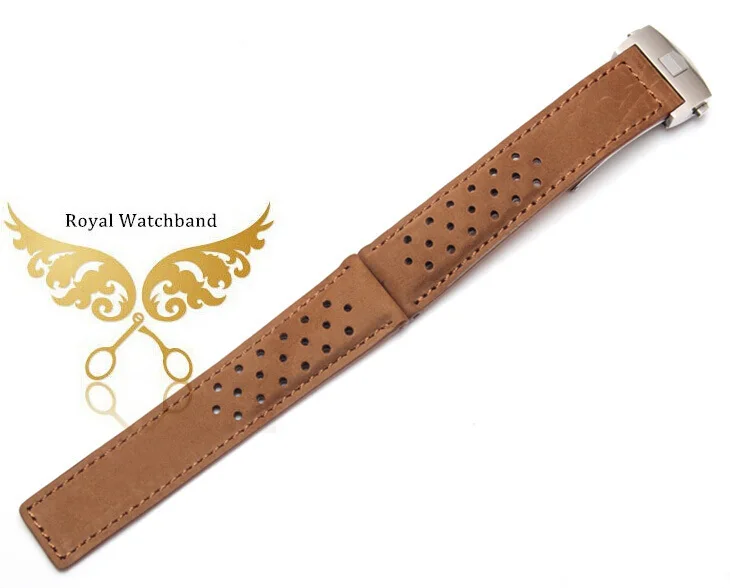Аксессуары для часов 22 мм коричневые браслеты-ремешки из натуральной кожи с застежкой-бабочкой из нержавеющей стали