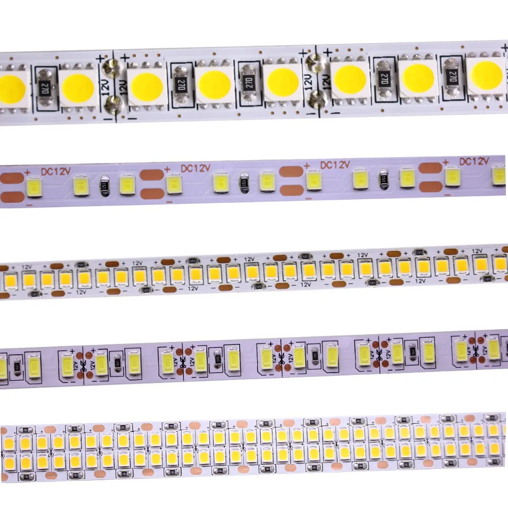 SMD 2835 5630 5050 60/120/240/480 светодиодов/m цветных(RGB) светодиодных лент: 5 м 300/600/1200/2400 светодиодов/M DC12V 24V W RGB LED полосы света Гибкие светодиодные ленты