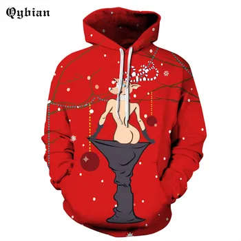 

Qybian Christmas Sweatshirts Men/women Tracksuits Tops Print Hooded Sexy Christmas animals red Hoodies Autumn winter Sweatshirts