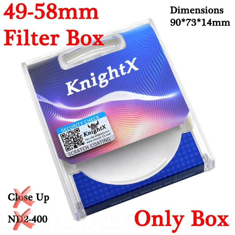 KnightX ND2 ND4 ND8 ND16 ND 49MM 52MM 55MM 58MM 67MM 77MM Camera Lens Filter For canon eos sony nikon 400d d70 photo kit 18-135 - Цвет: 49-58mm Filter Box