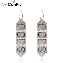 AE-CANFLY корейский Модный Полный Кристалл Письмо Gcds модные роскошные длинные серьги вечерние ювелирные изделия горячая распродажа