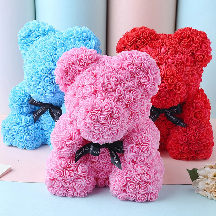 Valentines Romantic Gift box PE Rose Bear Artificial Rose Decorations Cute Cartoon Girlfriend Kid Gift Valentines Romantic Gift box PE Rose Bear Artificial Rose Decorations Cute Cartoon Girlfriend Kid Gift