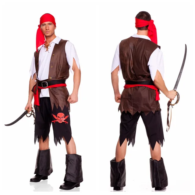 Free Shipping Clearance Men's Pirate Fancy Dress Costume Caribbean