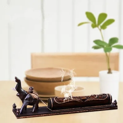 

Creative Art Furnishing Article Retro Thai DIY Elephant Mascot Wooden Incense Box Home Decoration Birthday Gift