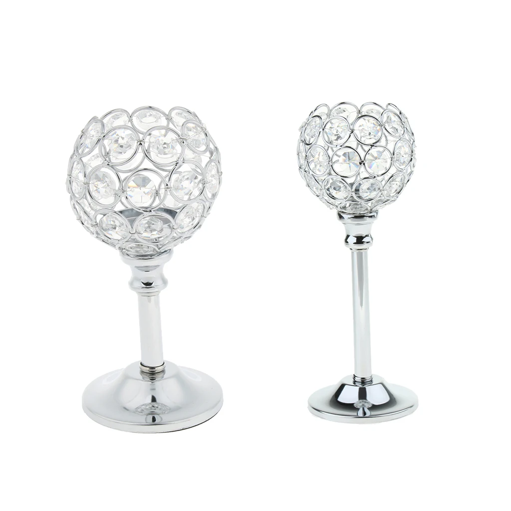 2x Wedding Party Crystal Candelabra Candleholder Tea Light Tealight Holder Table Top Centerpiece Dining Decoration