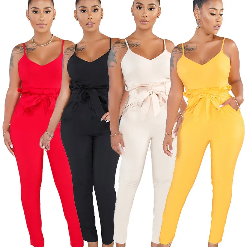 

Overalls for Women 2019 Summer Sling Sexy Mujer Multicolor Large Size Solid Color Jumpsuit Body Mujer