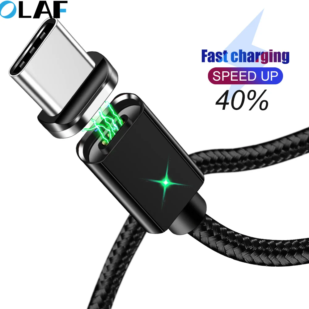 أولاف كابل USB مغناطيسي ل فون نوع C المغناطيس شاحن 3A كابل USB صغير للشحن السريع البيانات ل شاحن هاتف محمول يعمل بنظام تشغيل أندرويد كابلات