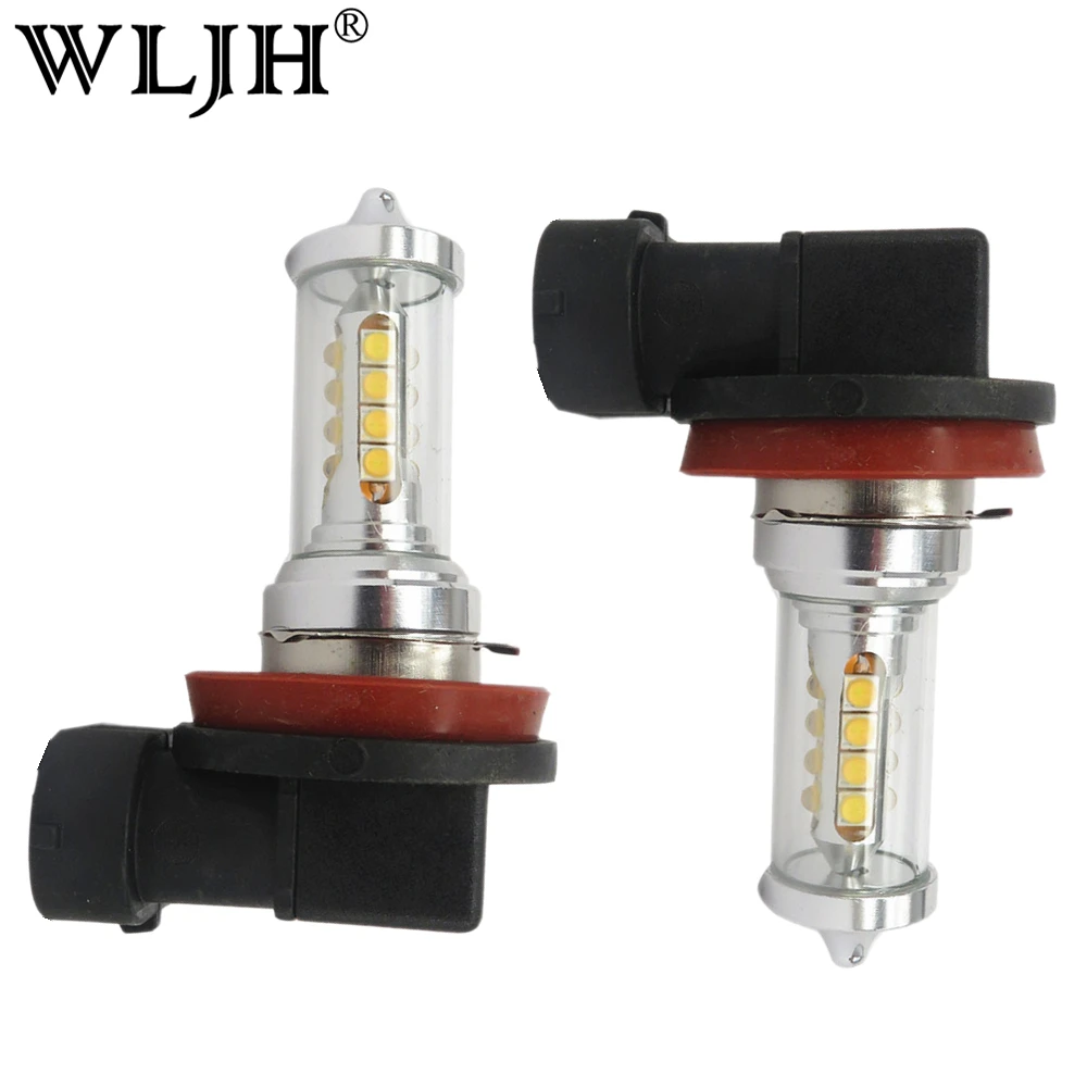 WLJH 2x Auto Car H8 Fog Light LED H9 H11 12V 24V 14W Driving DRL font