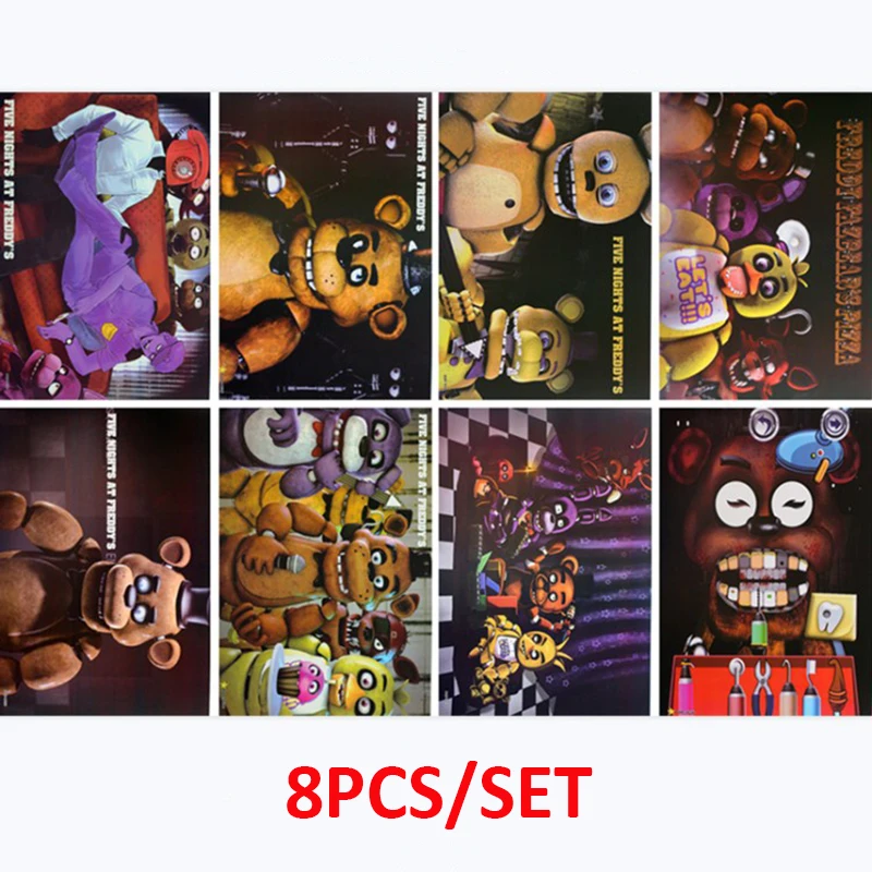 

8PCS/set Five Nights At Freddy's Sticker FNAF Bonnie Foxy Chica Freddy Action Figures Painting Wall Pictures Gift Random 42*29CM