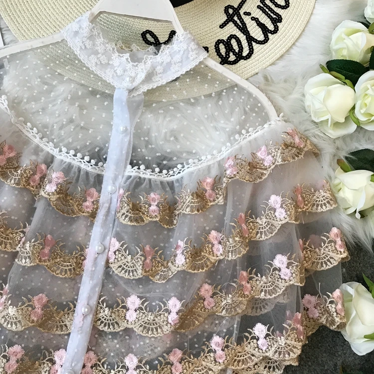 ALPHALMODA/2019 летние французские ретро милые кружевные блузки принцессы многослойный