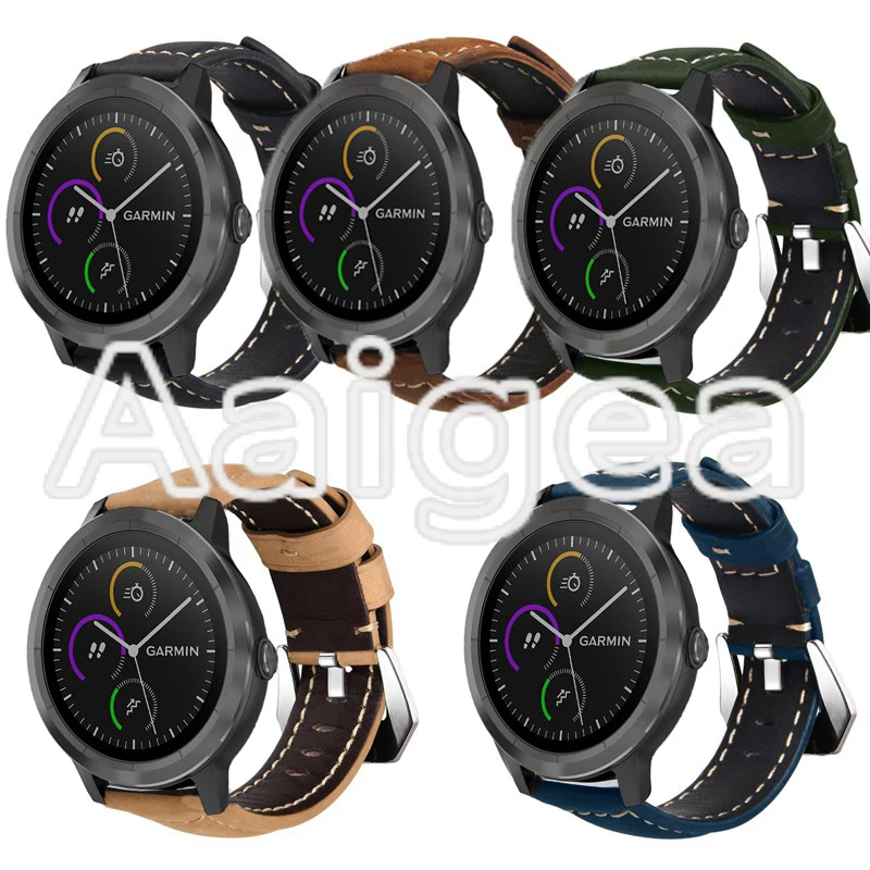 Crazy Horse ремешок из натуральной кожи сменный ремешок для часов Garmin Vivoactive 3 с классической серебряной твердой пряжкой Ремешки для наручных часов мужские