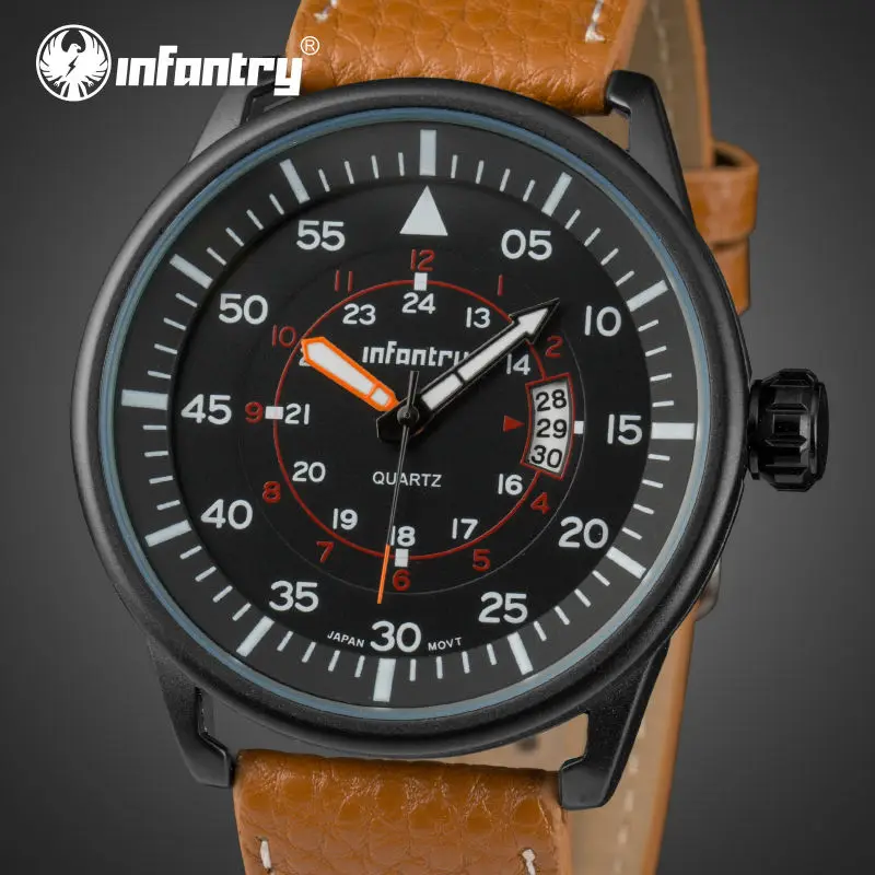 Infantry orologio uomo luxury brand analogico 24 ore data uomo orologi  grande quadrante dell'orologio del cuoio genuino affari orologio al quarzo  relogio masculino|masculino|masculinos relogiosmasculino watch - AliExpress