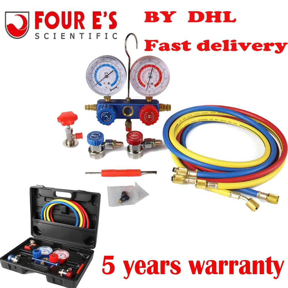 Prix pour QUATRE E'S SCIENTIFIQUE R134A CVC A/C De Réfrigération Kit AC Manifold Gauge Set Auto service Kit de diagnostic-outil Prix pour QUATRE E'S SCIENTIFIQUE R134A CVC A/C De Réfrigération Kit AC Manifold Gauge Set Auto service Kit de diagnostic-outil