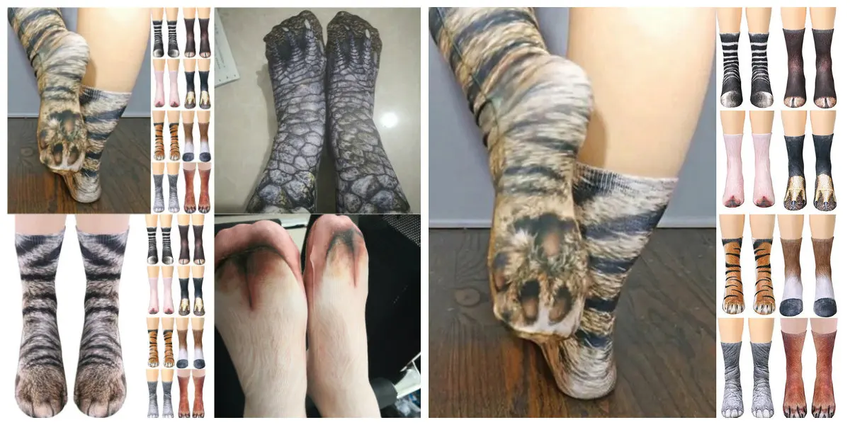 Носки с объемными рисунками животных в виде лапы; детские носки Harajuku Kawaii из хлопка с забавной собачкой, лошадкой, Свинкой; отпечаток кошачьей лапы