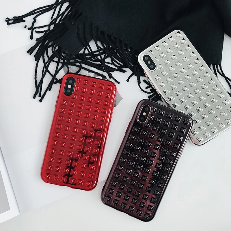 

From Jenny High quality case For iPhone 7 8 Pu stars rivet Studed Cover for iphone 6 6splus 7plus 8 8plus Free Shipping