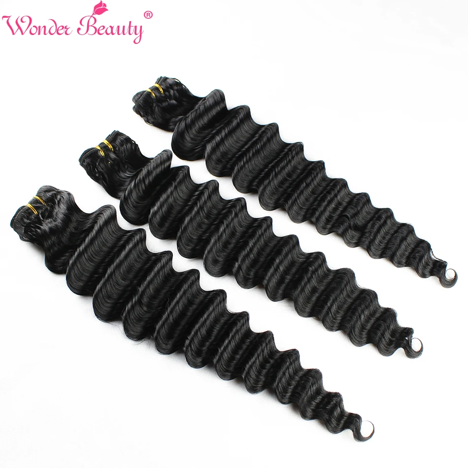 

Wonder Beauty Hair Peruvian Deep Wave 100% Human Hair Weaving non remy Customized 8-30 Inches 3 bundles deal Extensions black