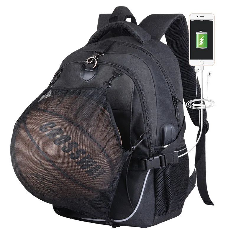 

Casual Oxford Men Anti Theft Backpack USB Charging Headphone Jack Male Reflective Stripe Bagpack Mesh Pocket College Bag for Boy