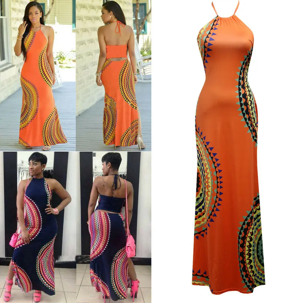 

Hot Women Sexy Long Maxi Summer Fashion Holiday vacation Bohemian Style Clothes Beach Hawaiian Evening Party Wear Sundress Dress