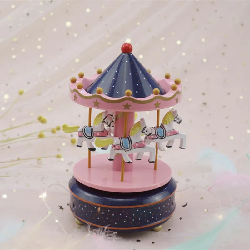 Круглые музыкальные шкатулки Merry-go-round, Геометрическая музыкальная декорация для детской комнаты, подарки унисекс, Деревянная Рождественская карусель, коробка для домашнего декора