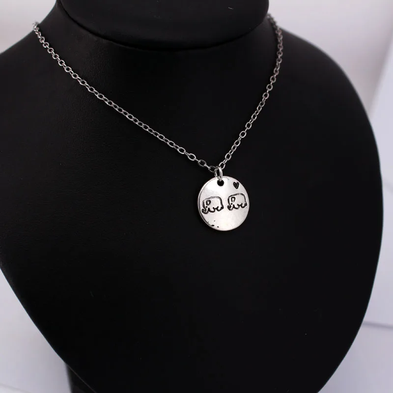 

hzew lover elephant pendant necklace two animal elelapant heart necklaces gift
