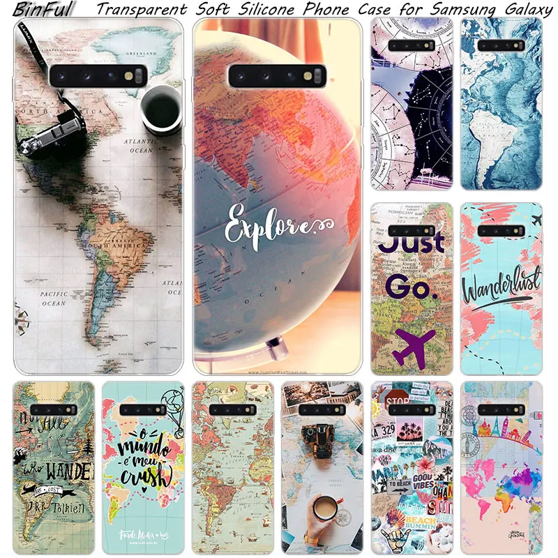 

Hot World Map Just Go Soft Silicone Case For Samsung Galaxy S10 S9 S8 Plus S7 Edge A6 A8 Plus A7 A9 2018 A5 2017 Fashion Cover